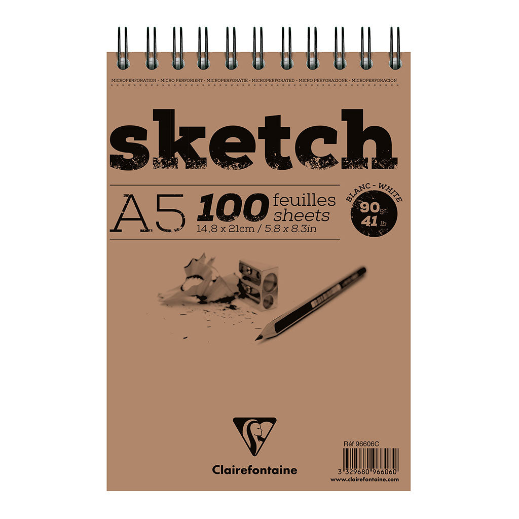 Clairefontaine Sketch Spiral Pad A5 White - Cafe Supply