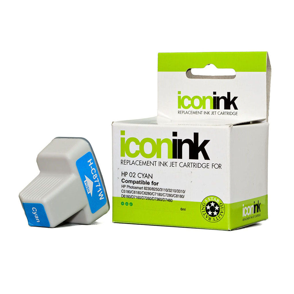 Icon Compatible HP 02 Cyan Ink Cartridge (C8771WA - Cafe Supply