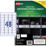 Avery Weather Resistant Removable Label L4778 Laser 45.7x21.2mm White 48up 20 Sheets - Cafe Supply
