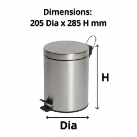 5L Round Stainless Steel Pedal Bin - Cafe Supply