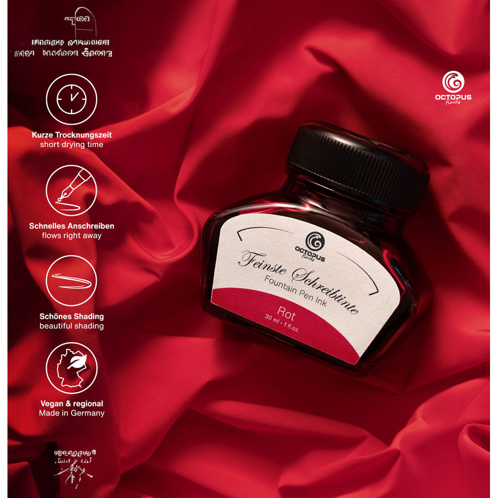 Octopus Fluids Fountain Pen Ink Red (Rot) 30ml - Cafe Supply