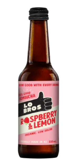 Lo Bros Raspberry & Lemon Kombucha 330ml - Cafe Supply