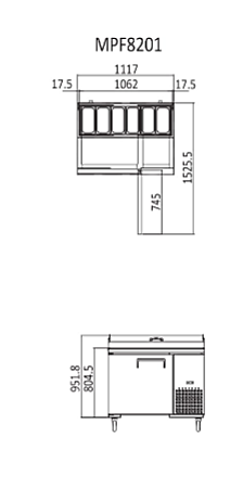 1 DOOR PIZZA PREP TABLE FRIDGE 1117 MM MPF8201 - Cafe Supply
