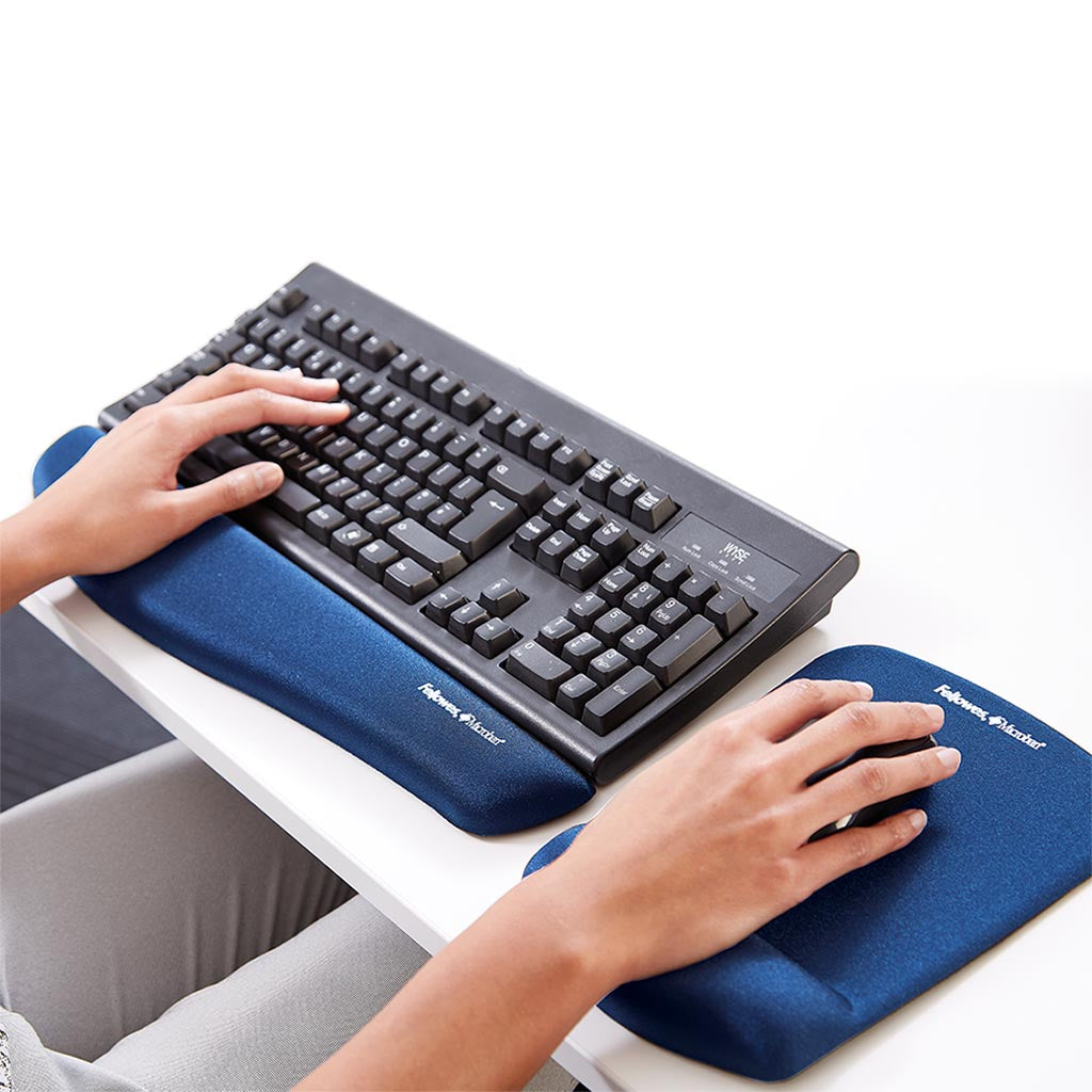 Fellowes PlushTouch Wrist Rest Mouse Pad Blue - Cafe Supply