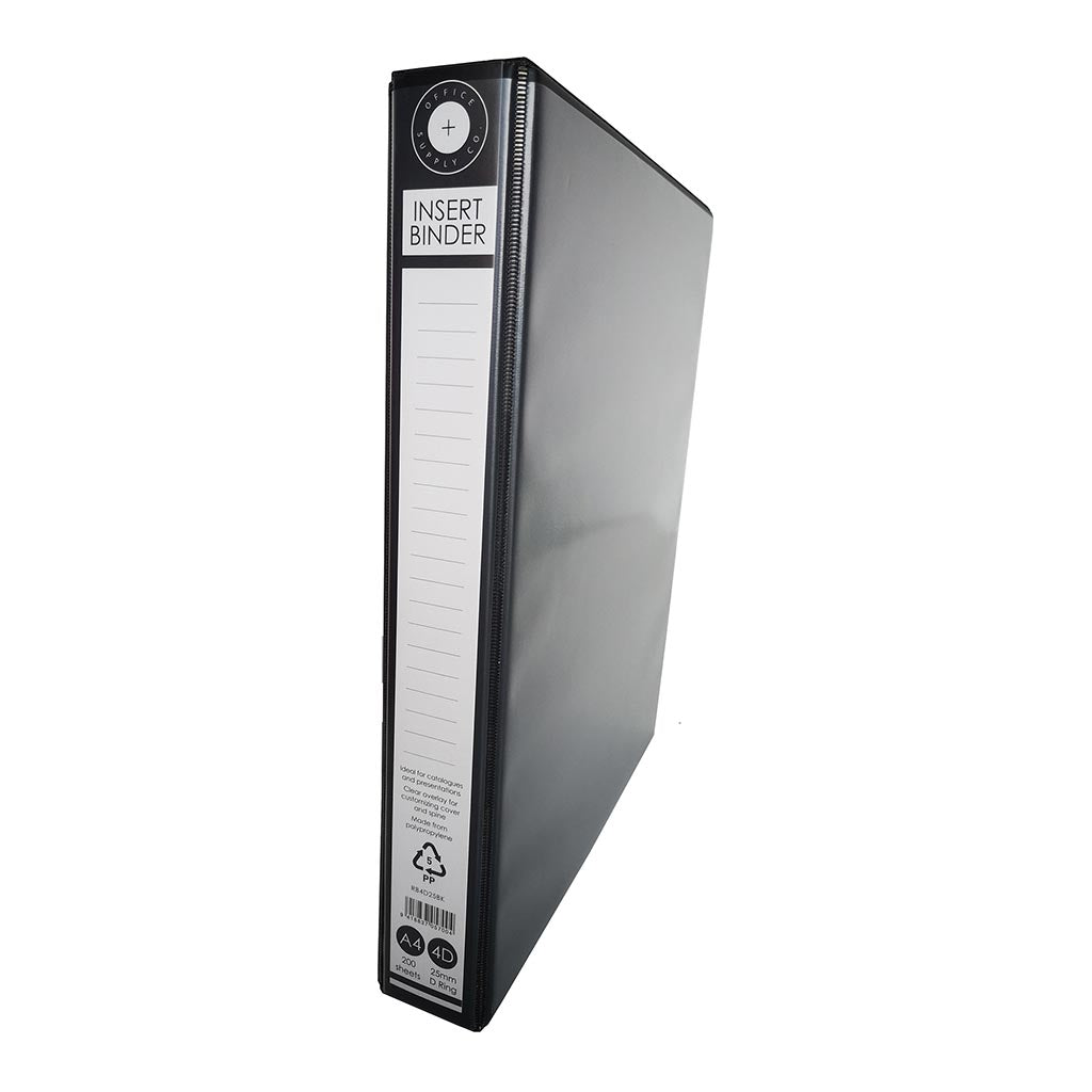 OSC Insert Binder A4 4D 25mm Black - Cafe Supply