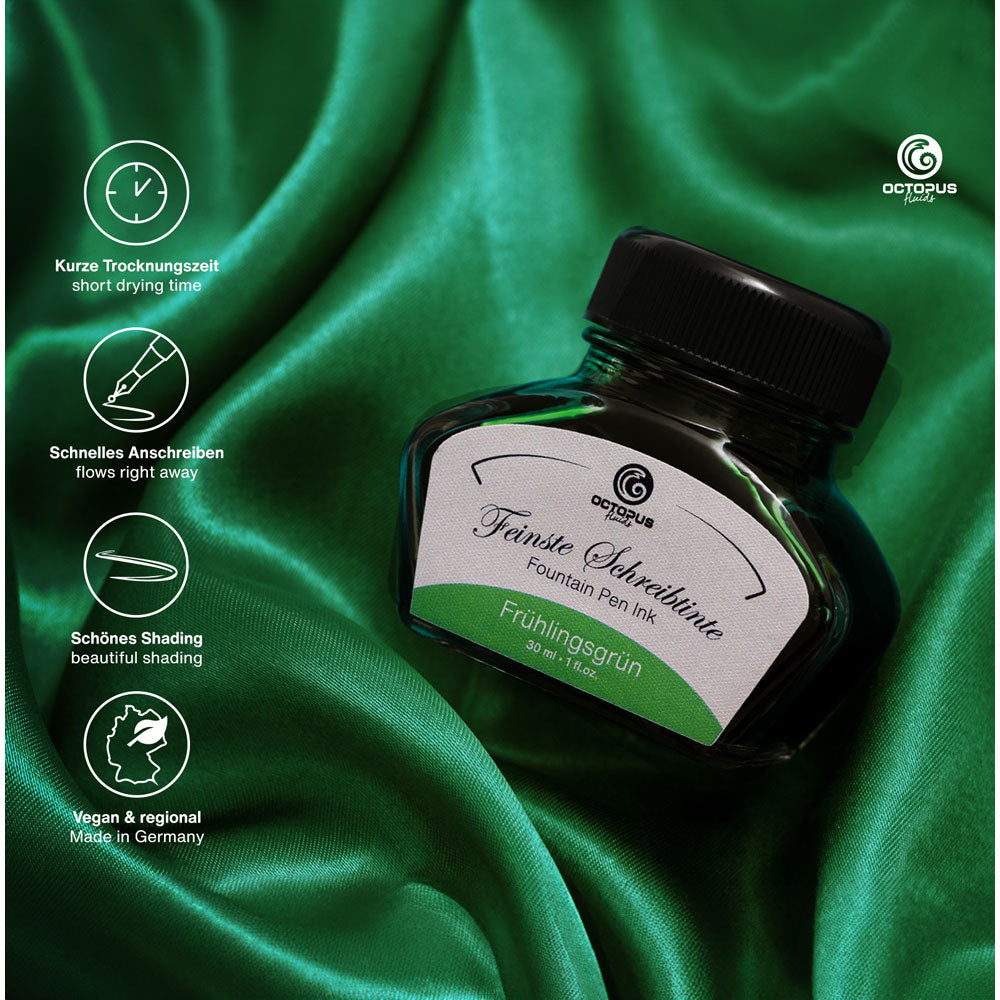 Octopus Fluids Fountain Pen Ink Spring Green (Fruhlingsgrun) 30ml - Cafe Supply