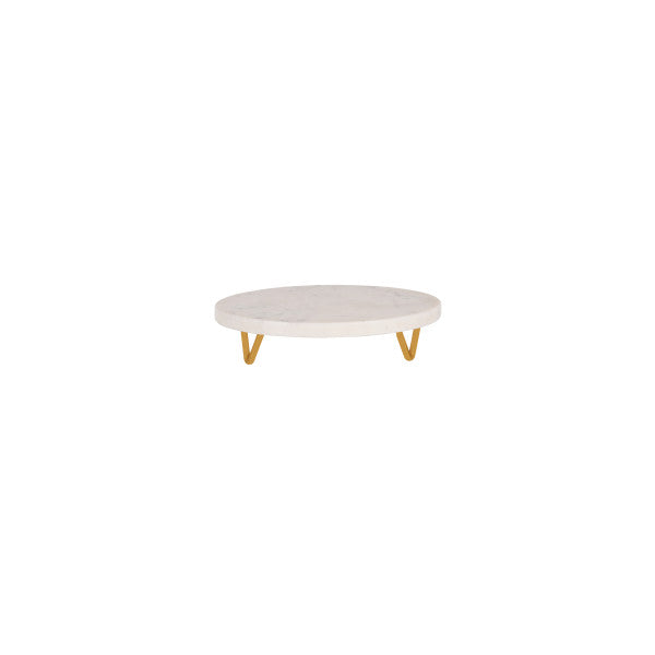 Chef Inox Serve White Marble Round Display Stand Metal Legs 230x55mm