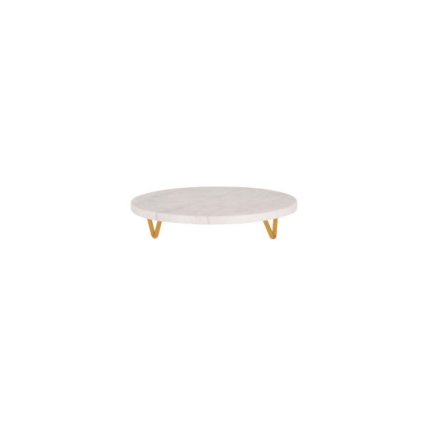 Chef Inox Serve White Marble Round Display Stand Metal Legs 300x55mm