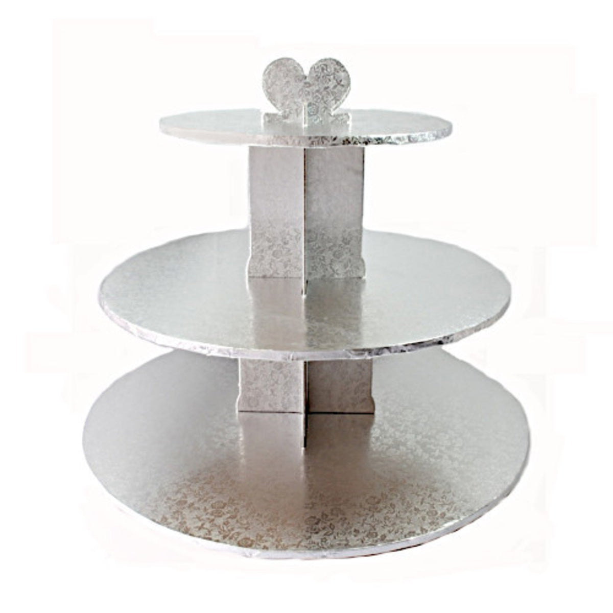 Cupcake Silver Stand, 3 Tier, 36cm base, 33cm high - Cafe Supply