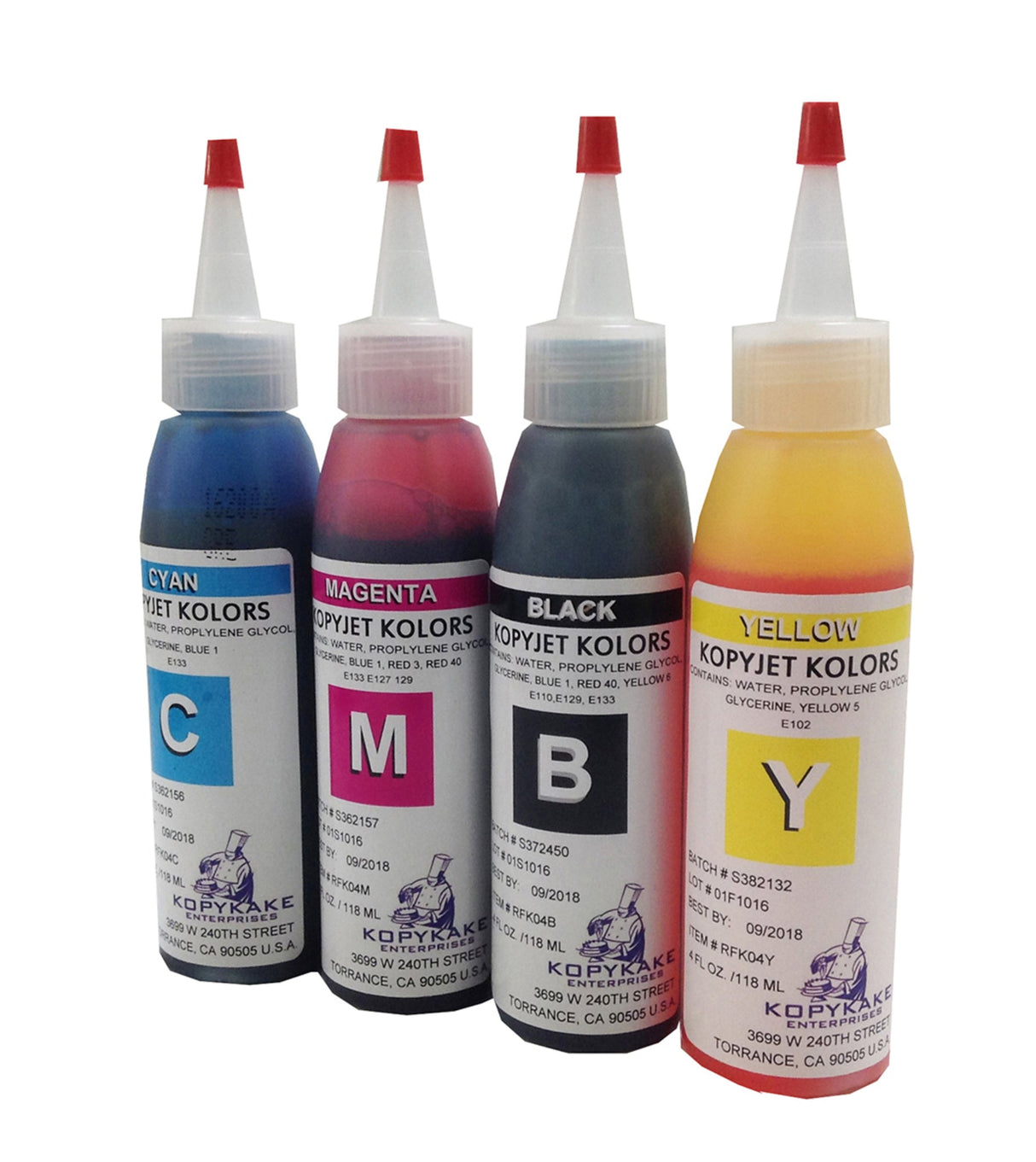 Kopykake Bottle Edible Ink Refil Kit (4 colours) 4oz - Cafe Supply