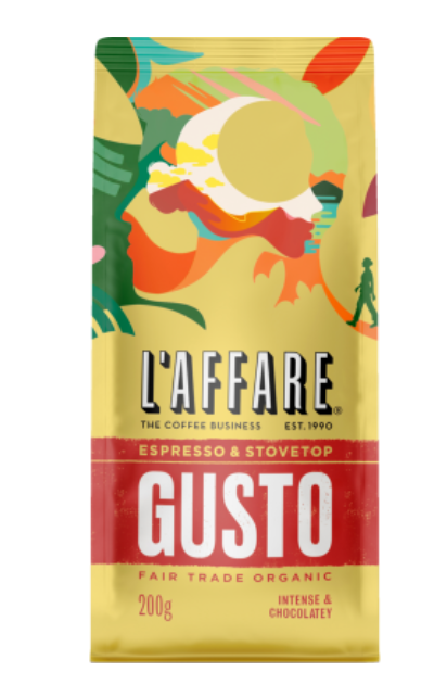 L'affare Gusto Espresso & Stovetop Fair Trade Organic Coffee 200g - Cafe Supply