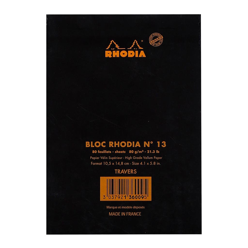 Rhodia Bloc Pad No. 13 A6 Lined Black - Cafe Supply