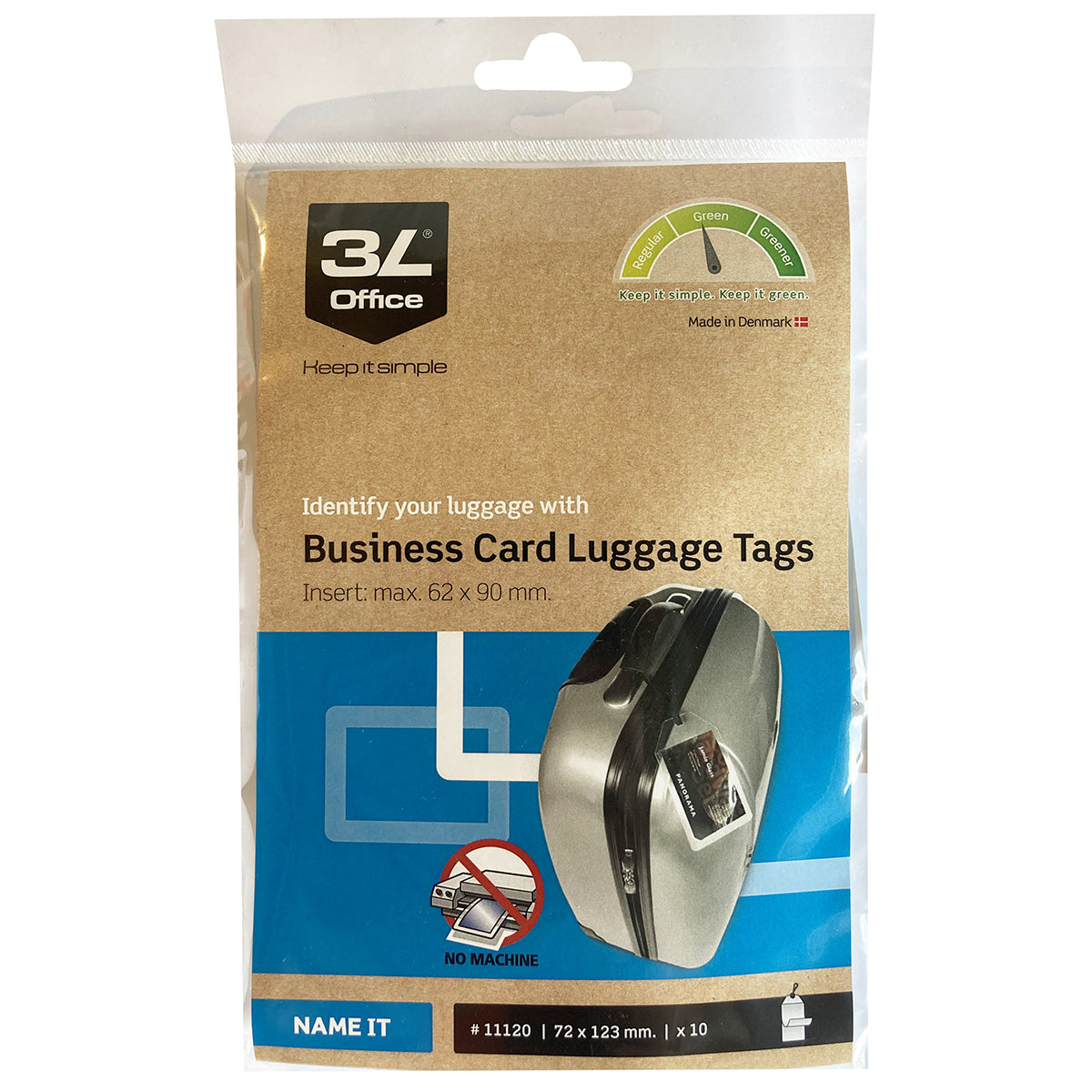 3L Business Card Luggage Tags 62x90mm 10 Pack