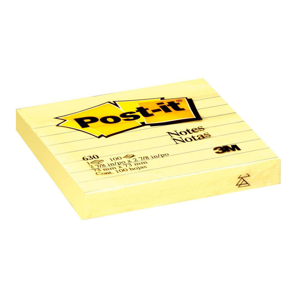 Post-it Lined Notes 630-SS 76x76mm Yellow 100sh - Cafe Supply
