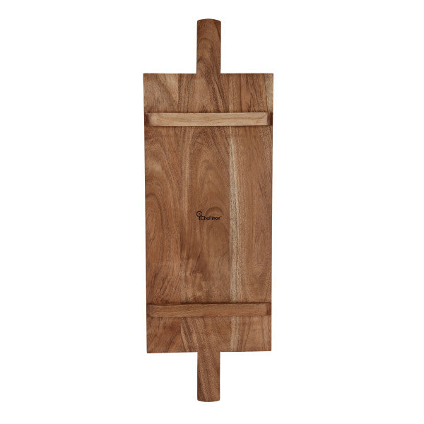 Chef Inox Serve Natural Acacia Paddle Board Footed with Two Handles 760x254x15mm