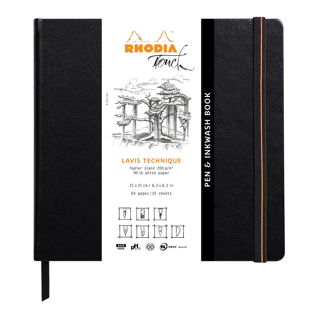 Rhodia Touch Pen and Inkwash Book 210x210mm Blank - Cafe Supply