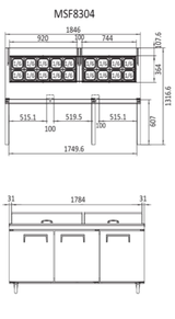 3 DOOR SANDWICH PREP TABLE FRIDGE1846 MM MSF8304 - Cafe Supply