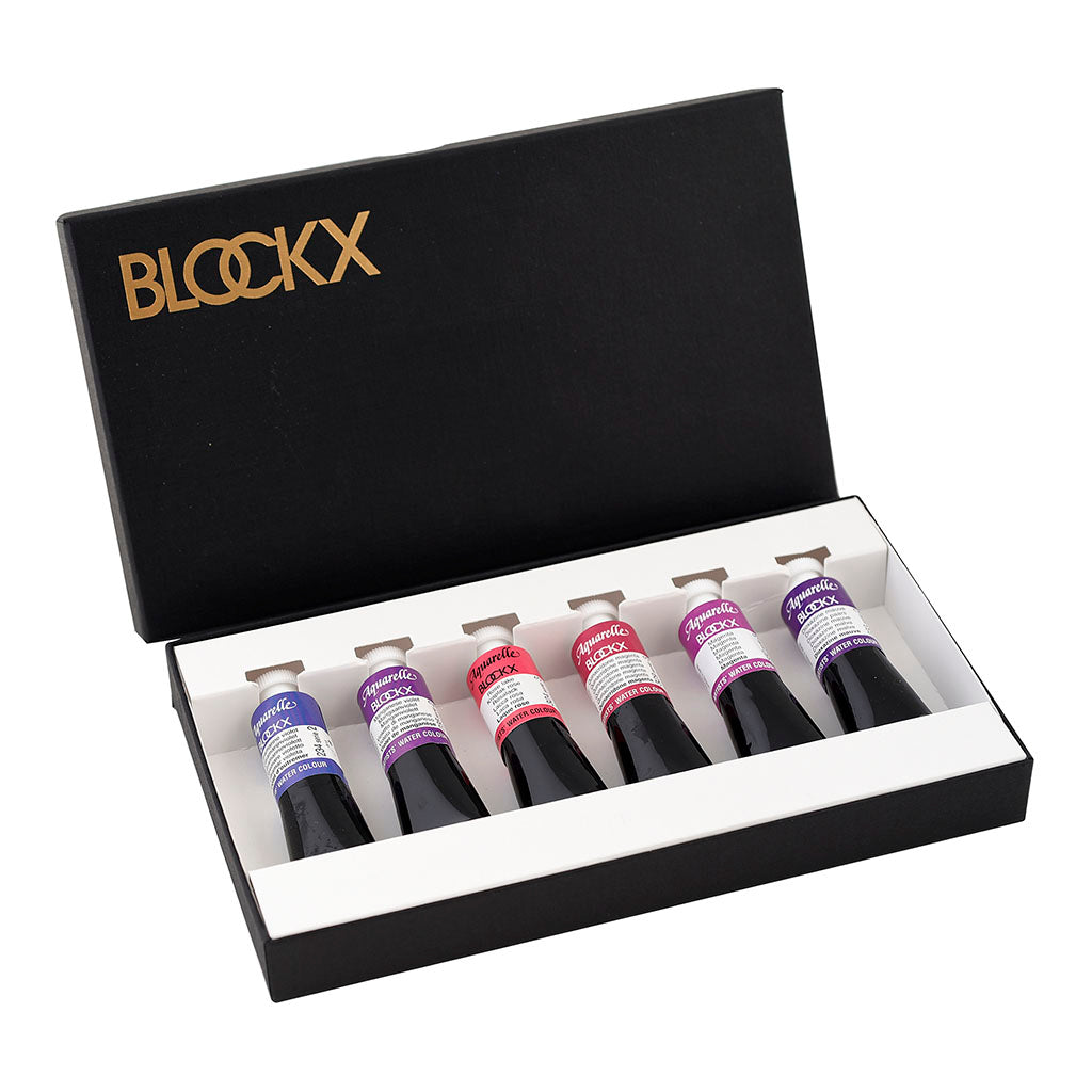 BLOCKX Watercolour Tube 15ml 6 Set Violets - Cafe Supply