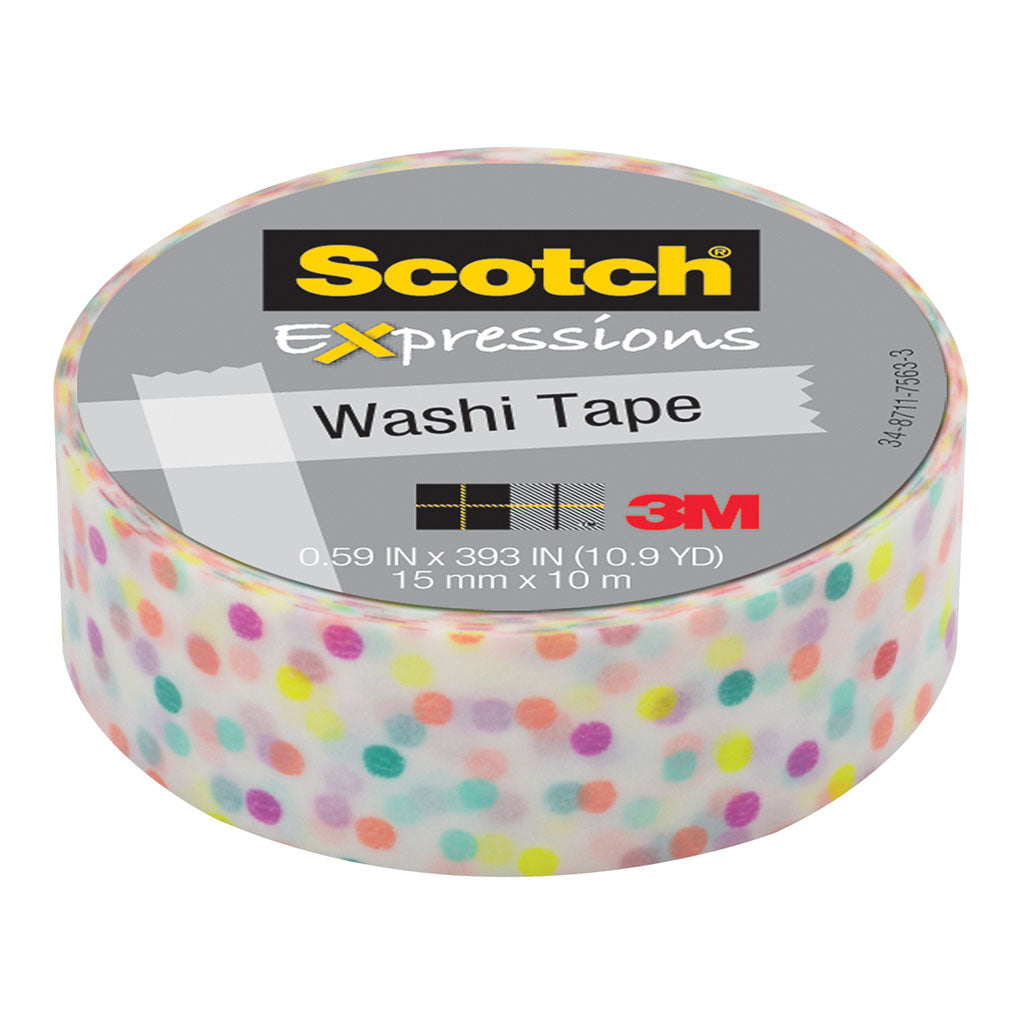 Scotch Expressions Washi Tape C314-P47 15mm x 10m Fun Dots - Cafe Supply