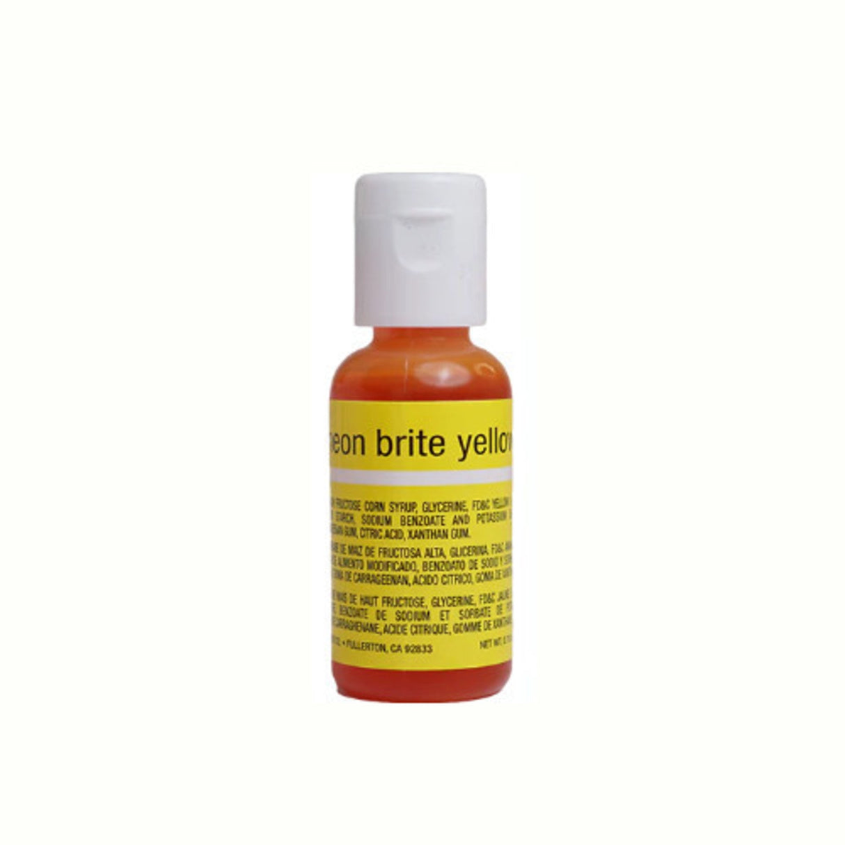 Chefmaster Liqua Gel Neon Brite Yellow .70oz Bottle - Cafe Supply