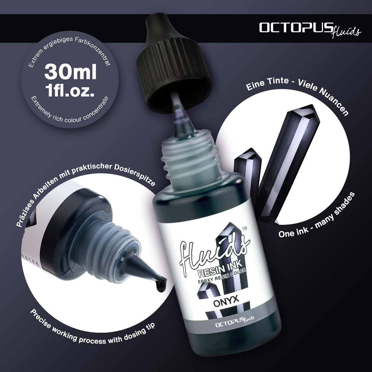Octopus Fluids Resin Ink Onyx Black 30ml - Cafe Supply