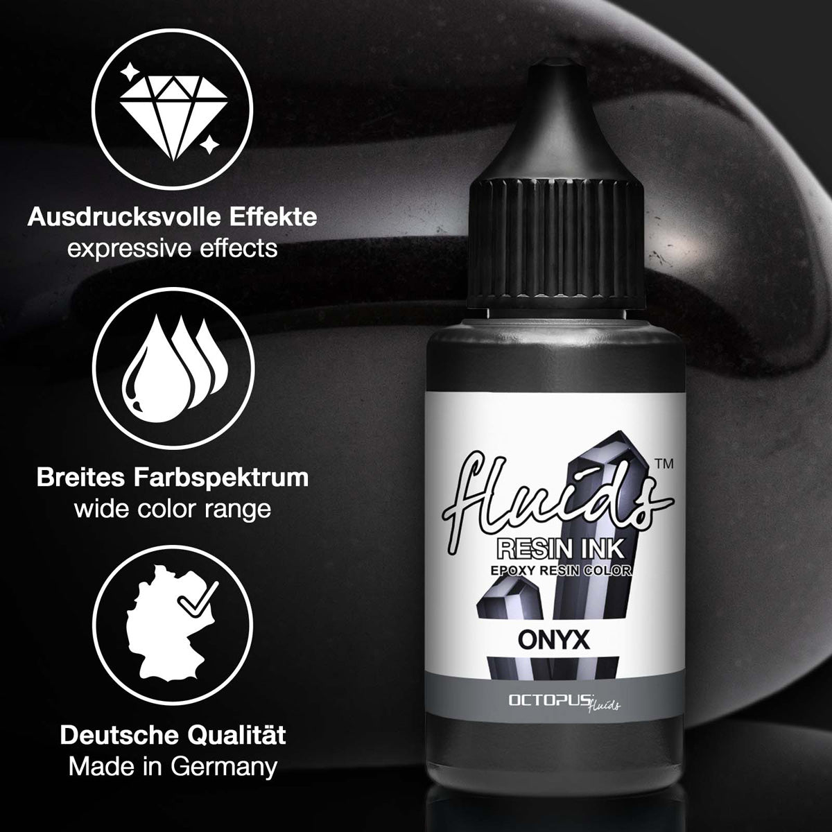 Octopus Fluids Resin Ink Onyx Black 30ml - Cafe Supply
