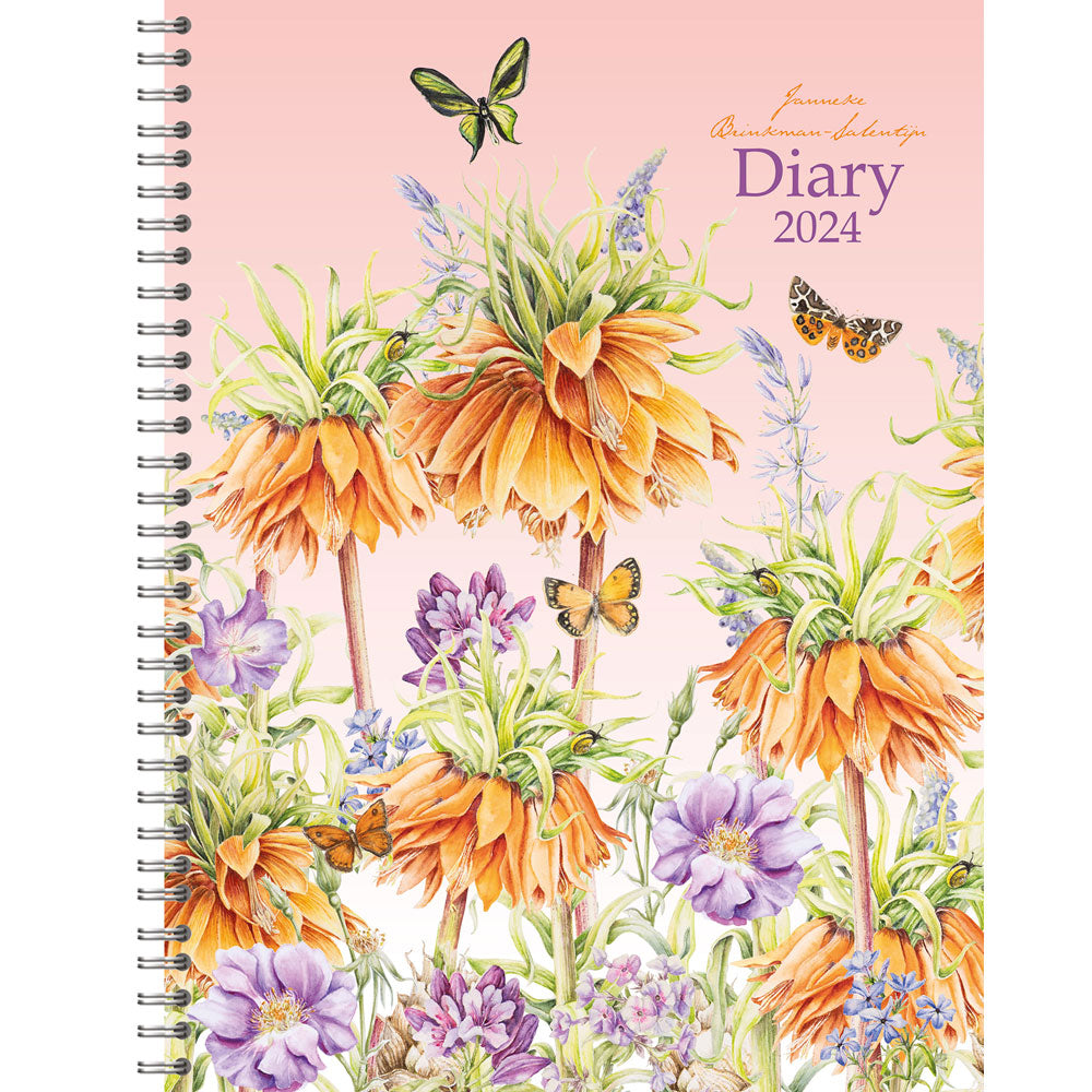 Collins J. Brinkman Flower Series 230x167MM Week To View Wiro Diary Even Year - Cafe Supply