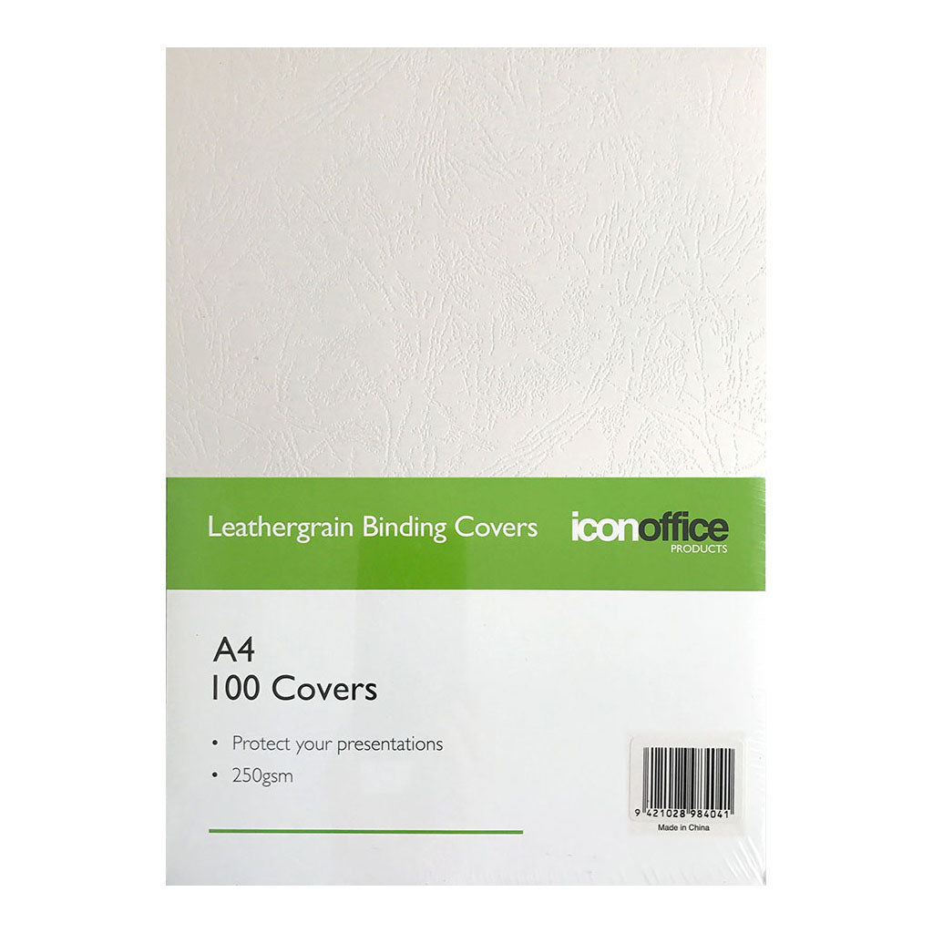 Icon Binding Covers A4 White 250gsm, Pack of 100 - Cafe Supply