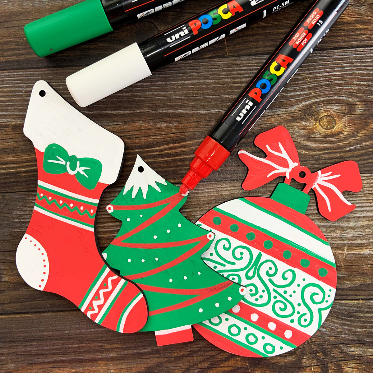 Uni Posca Christmas Decorations Activity Pack Ornaments - Cafe Supply