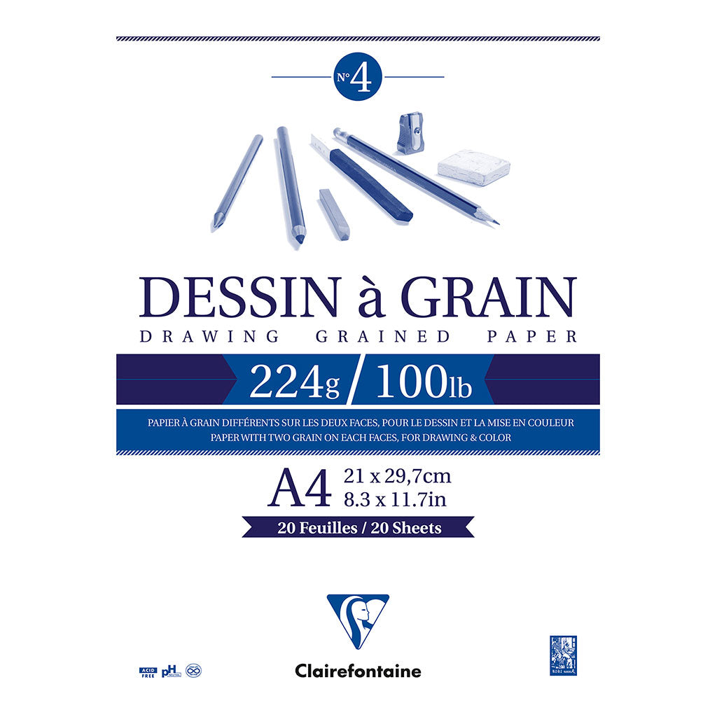 Clairefontaine Drawing Pad Grain A4 224g 20sh - Cafe Supply