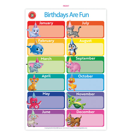 LCBF Wall Chart Birthdays Are Fun Poster - Cafe Supply