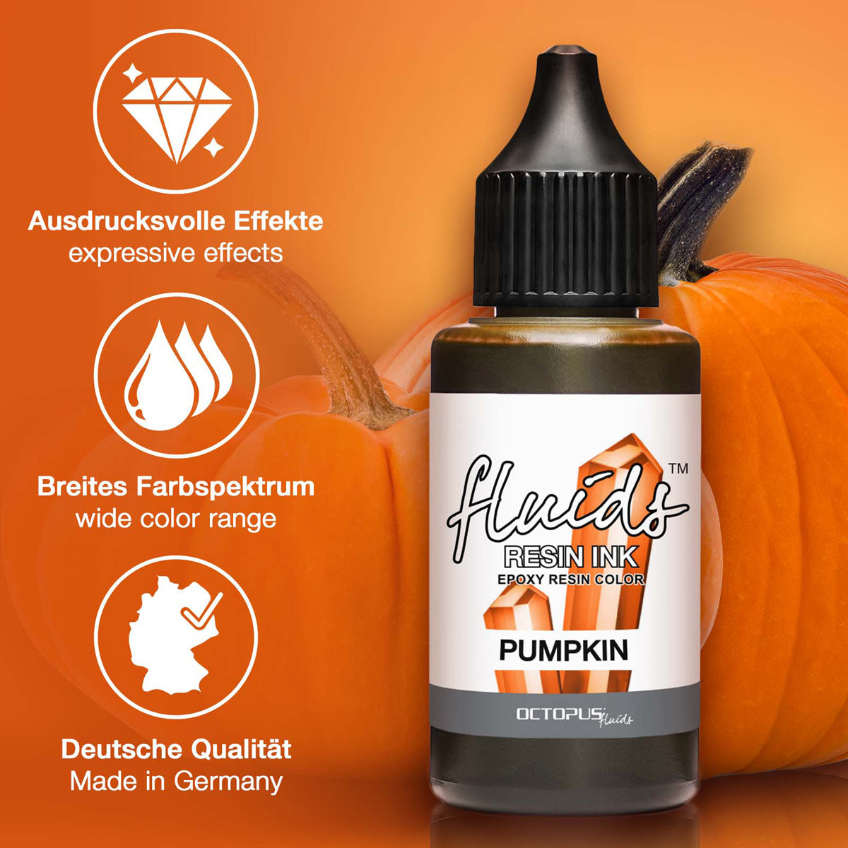 Octopus Fluids Resin Ink Pumpkin Orange 30ml - Cafe Supply