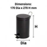 3L Round Black Pedal Bin - Cafe Supply