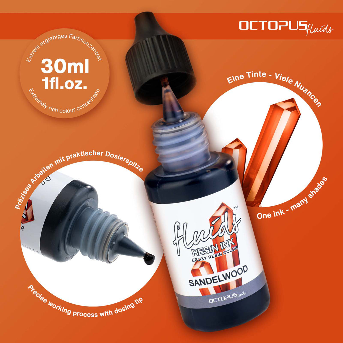 Octopus Fluids Resin Ink Sandelwood Brown 30ml - Cafe Supply