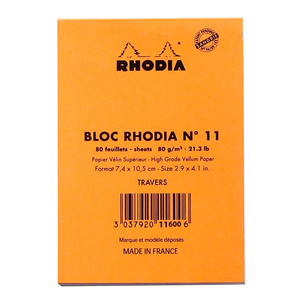 Rhodia Bloc Pad No. 11 A7 Lined Orange - Cafe Supply