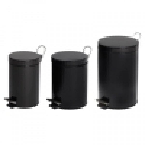 3L Round Black Pedal Bin - Cafe Supply