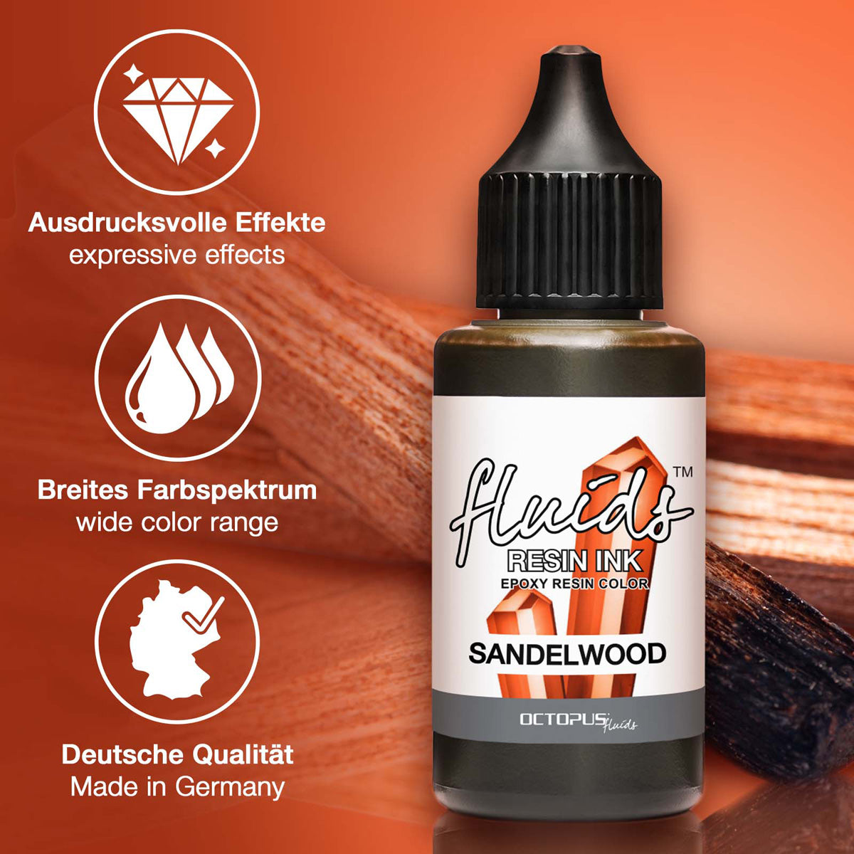 Octopus Fluids Resin Ink Sandelwood Brown 30ml - Cafe Supply