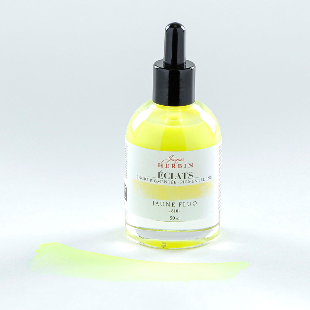Jacques Herbin Eclats Pigmented Ink Fluoro Yellow 50ml - Cafe Supply