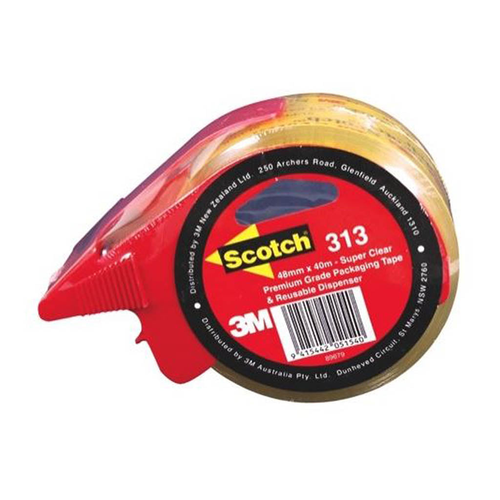 Scotch Sealing Tape 313 48mm x 40m Super Clear Hangsell with Dispenser - Cafe Supply