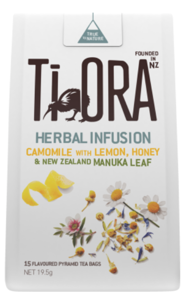 Ti Ora Herbal Infusion Camomile With Lemon Honey & New Zealand Manuka Leaf Pyramid Tea Bags 15pk - Cafe Supply