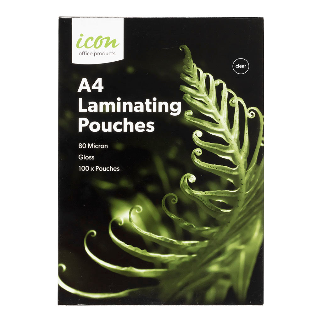 Icon Laminating Pouches A4 Gloss 80mic, Pack of 100 - Cafe Supply