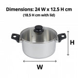 24cm S/S Stock Pot with Glass Lid - Cafe Supply