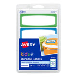 Avery Label Kids Durable Green Blue Border 89x32mm 4up 5 Sheets - Cafe Supply