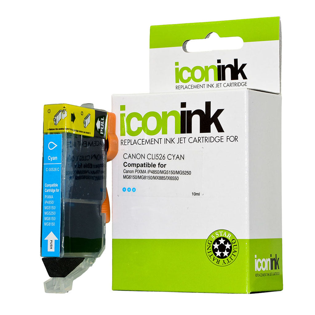 Icon Compatible Canon CLI526 Cyan Ink Cartridge - Cafe Supply