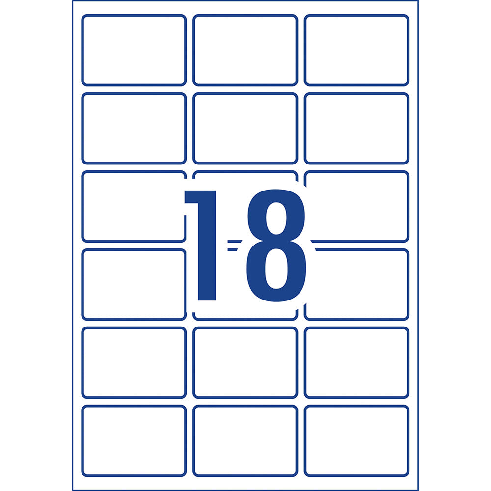 Avery Label L7109 Rectangular White Glossy 18up 10 Sheets 62x42mm - Cafe Supply