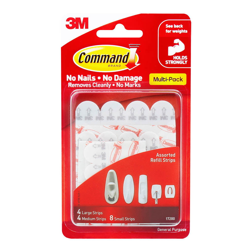Command Refill Strips 17200 Assorted White, Pack of 16 - Cafe Supply