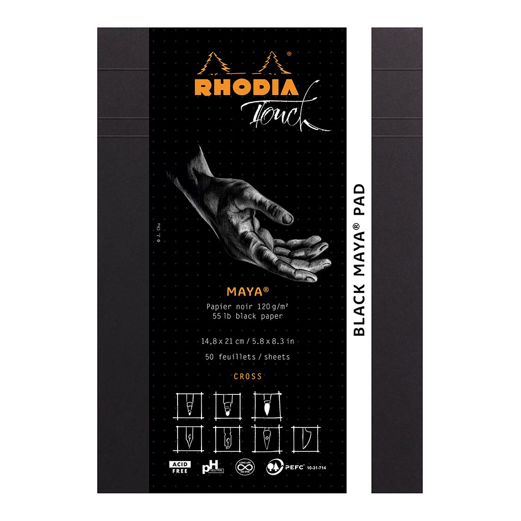 Rhodia Touch Maya Black Pad A5 Cross n Dot - Cafe Supply