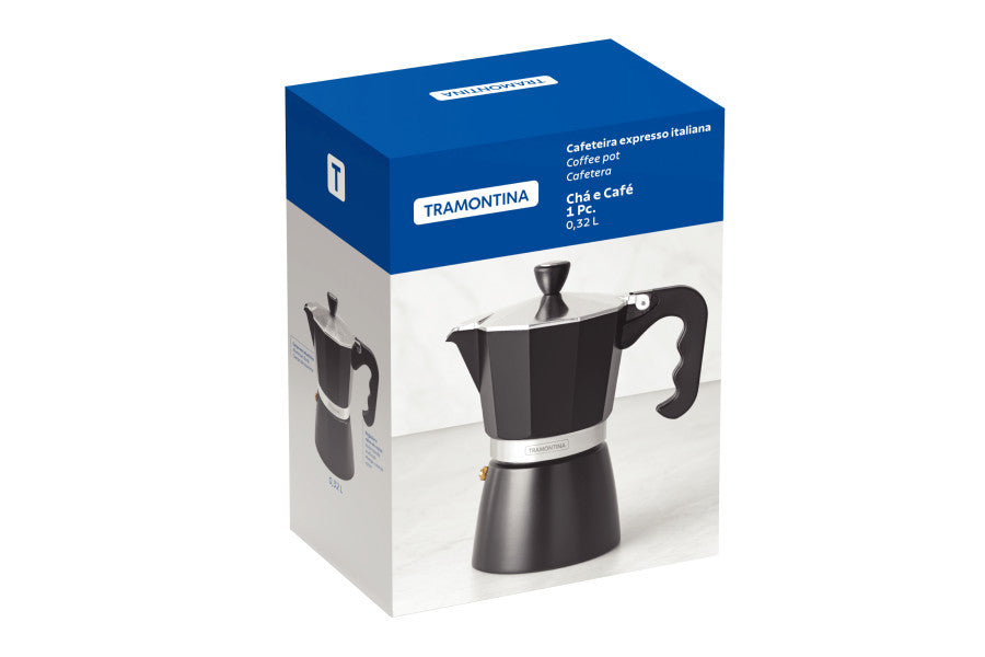 Tramontina Italian Espresso Coffee Maker Black 320ml, 6 Cup