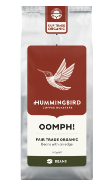 Hummingbird Oomph! Fair Trade Organic Fresh Whole Beans Coffee 500g - Cafe Supply