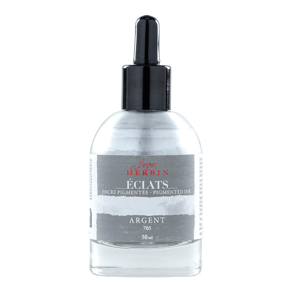 Jacques Herbin Eclats Pigmented Ink Silver 50ml - Cafe Supply